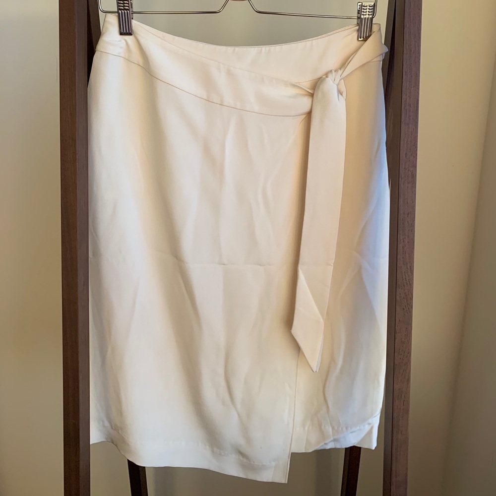 J Crew Off White Overlap Tie Waist Pencil Skirt